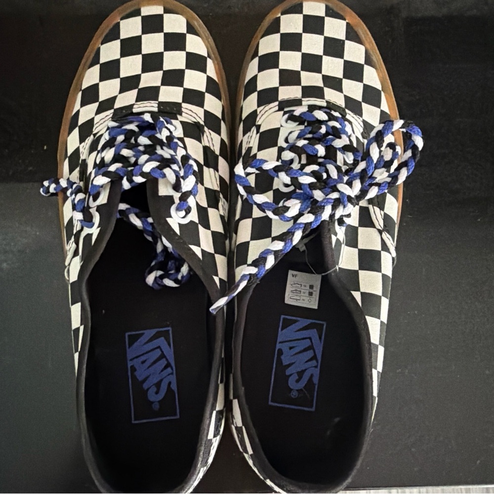 Vans Black and White Checkerboard Sneakers with Gum Sole - Picture 4 of 7